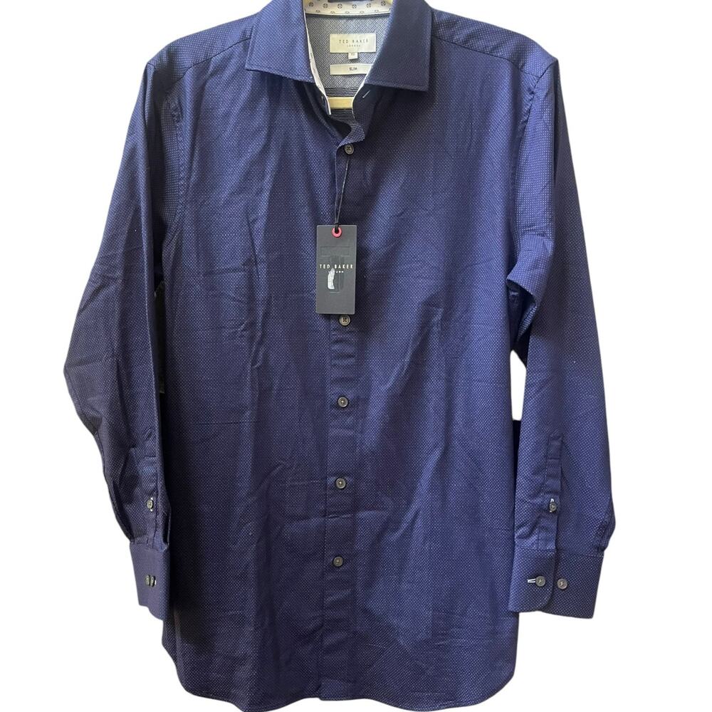 Ted Baker *Mayyer* Formal Stretch Dot Dress Shirt | Mens 15 32/33 Slim Fit - Picture 6 of 12